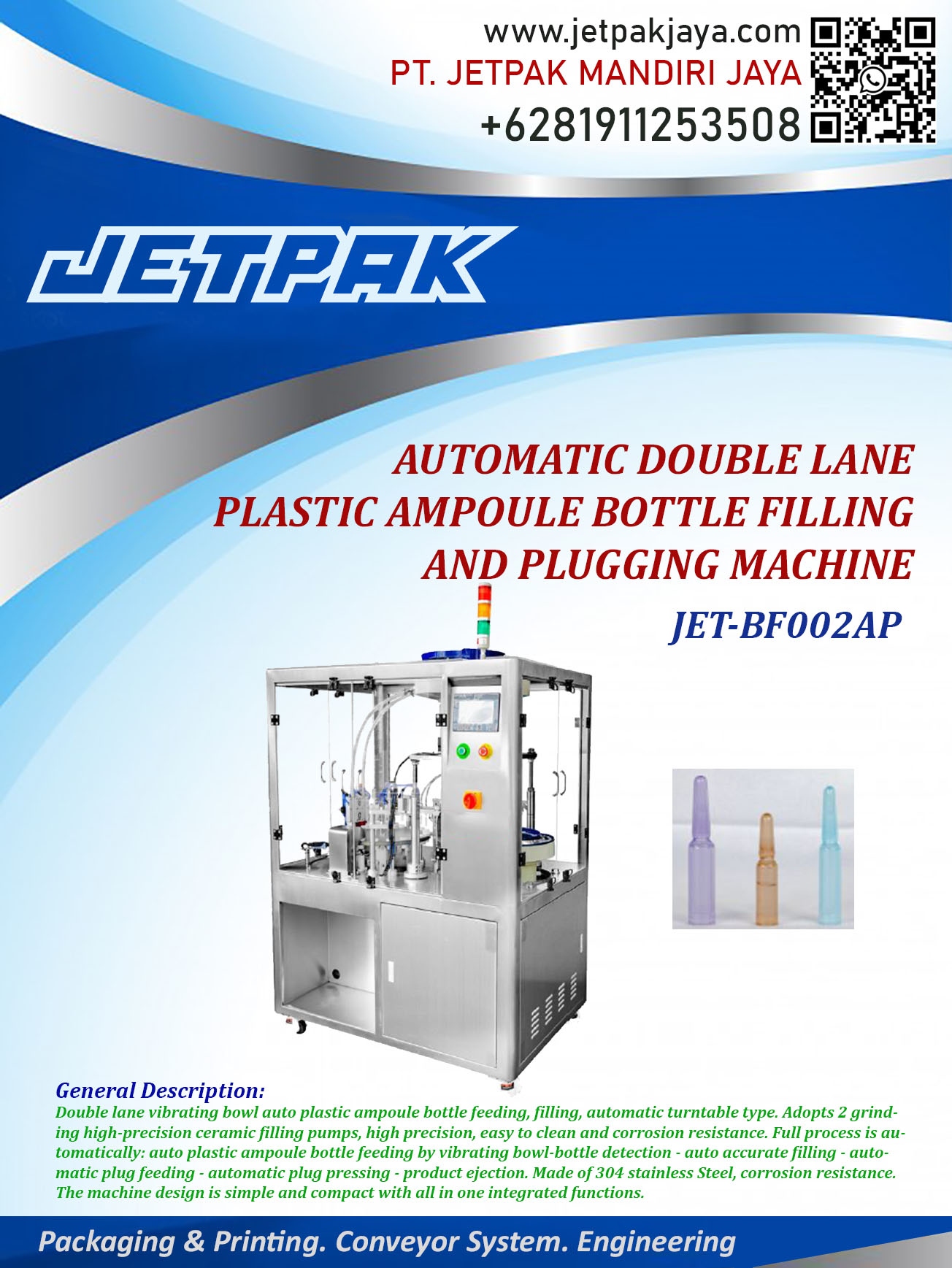 AUTOMATIC-DOUBLE-LANE-PLASTIC-AMPOULE-BOTTLE-FILLING-AND-PLUGGING-MACHINE