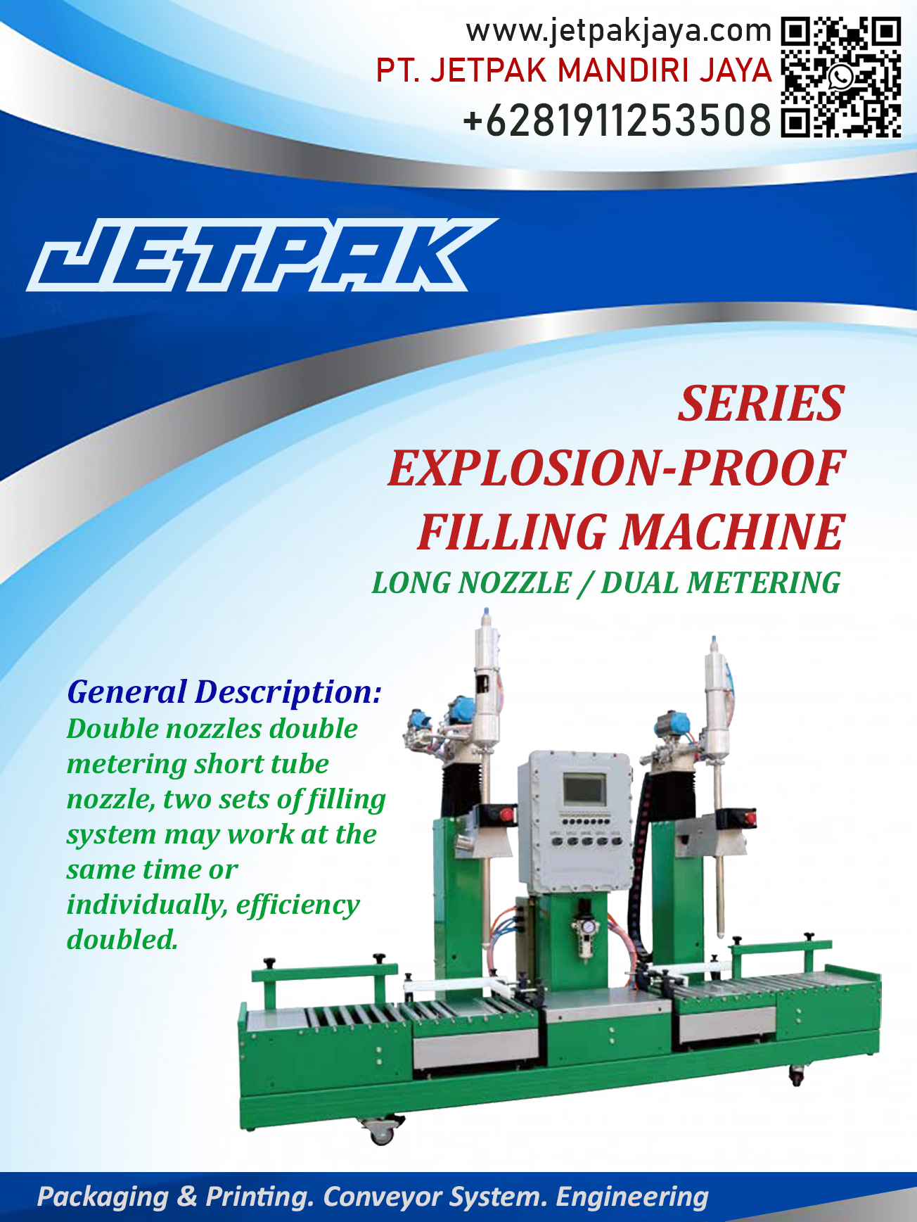 SERIES EXPLOSION-PROOF FILLING MACHINE - LONG NOZZLE & DUAL METERING - JET-GSS18