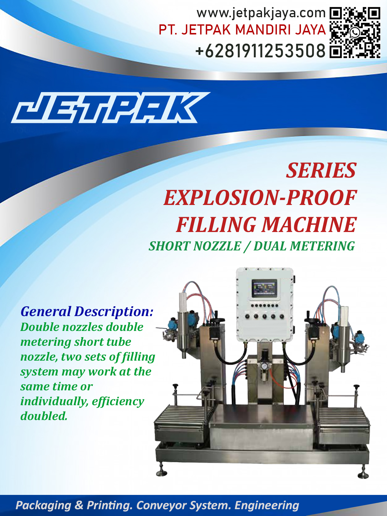SERIES EXPLOSION-PROOF FILLING MACHINE - SHORT NOZZLE & DUAL METERING - JET-GSS17